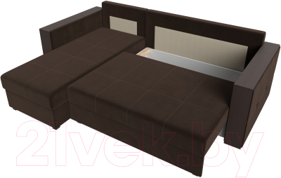 Диван угловой Лига Диванов Валенсия Лайт левый (микровельвет коричневый)
