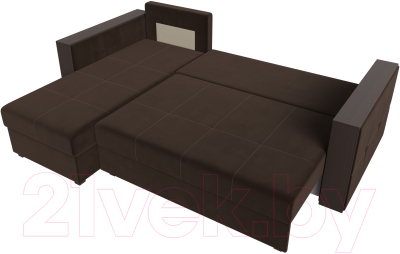 Диван угловой Лига Диванов Валенсия Лайт левый (микровельвет коричневый)