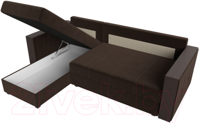 Диван угловой Лига Диванов Валенсия Лайт левый (микровельвет коричневый)