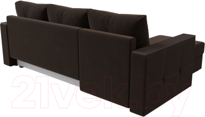 Диван угловой Лига Диванов Валенсия Лайт левый (микровельвет коричневый)