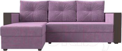 Диван угловой Лига Диванов Валенсия Лайт левый (микровельвет сиреневый)