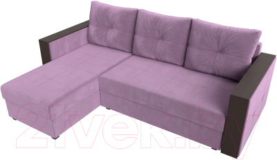 Диван угловой Лига Диванов Валенсия Лайт левый (микровельвет сиреневый)
