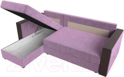 Диван угловой Лига Диванов Валенсия Лайт левый (микровельвет сиреневый)