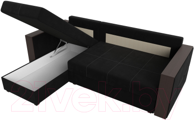 Диван угловой Лига Диванов Валенсия Лайт левый (микровельвет черный)