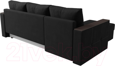 Диван угловой Лига Диванов Валенсия Лайт левый (микровельвет черный)