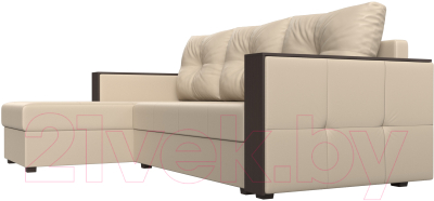 Диван угловой Лига Диванов Валенсия Лайт левый (экокожа бежевый)