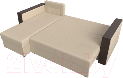 Диван угловой Лига Диванов Валенсия Лайт левый (экокожа бежевый)