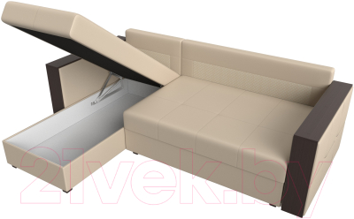 Диван угловой Лига Диванов Валенсия Лайт левый (экокожа бежевый)