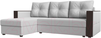 Диван угловой Лига Диванов Валенсия Лайт левый (экокожа белый) - фото