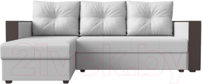 Диван угловой Лига Диванов Валенсия Лайт левый (экокожа белый)