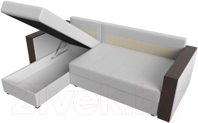 Диван угловой Лига Диванов Валенсия Лайт левый (экокожа белый)
