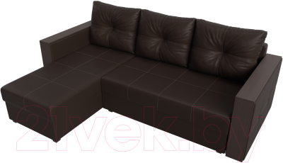 Диван угловой Лига Диванов Валенсия Лайт левый (экокожа коричневый)