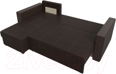 Диван угловой Лига Диванов Валенсия Лайт левый (экокожа коричневый)