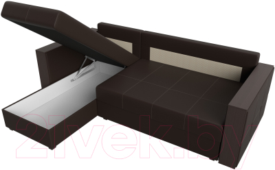 Диван угловой Лига Диванов Валенсия Лайт левый (экокожа коричневый)