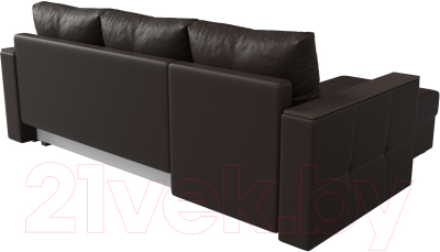 Диван угловой Лига Диванов Валенсия Лайт левый (экокожа коричневый)