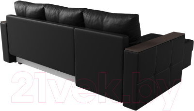 Диван угловой Лига Диванов Валенсия Лайт левый (экокожа черный)