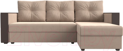 Диван угловой Лига Диванов Валенсия Лайт правый (велюр бежевый)