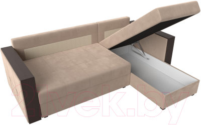 Диван угловой Лига Диванов Валенсия Лайт правый (велюр бежевый)