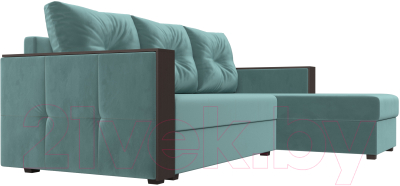 Диван угловой Лига Диванов Валенсия Лайт правый (велюр бирюзовый)