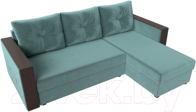 Диван угловой Лига Диванов Валенсия Лайт правый (велюр бирюзовый)