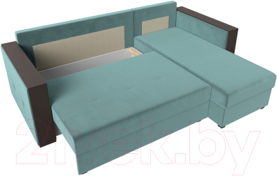 Диван угловой Лига Диванов Валенсия Лайт правый (велюр бирюзовый)
