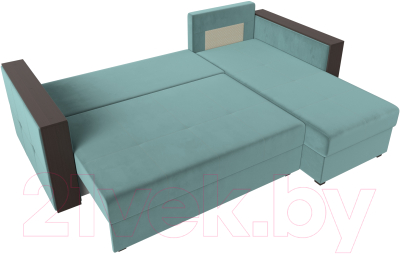 Диван угловой Лига Диванов Валенсия Лайт правый (велюр бирюзовый)