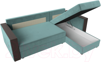 Диван угловой Лига Диванов Валенсия Лайт правый (велюр бирюзовый)