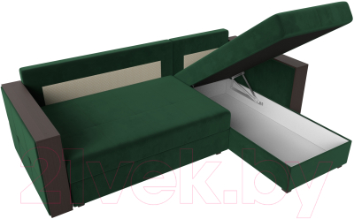Диван угловой Лига Диванов Валенсия Лайт правый (велюр зеленый)