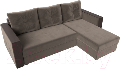 Диван угловой Лига Диванов Валенсия Лайт правый (велюр коричневый)