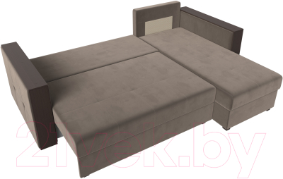 Диван угловой Лига Диванов Валенсия Лайт правый (велюр коричневый)