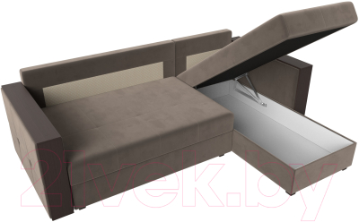 Диван угловой Лига Диванов Валенсия Лайт правый (велюр коричневый)