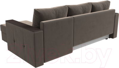 Диван угловой Лига Диванов Валенсия Лайт правый (велюр коричневый)