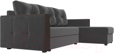 Диван угловой Лига Диванов Валенсия Лайт правый (велюр серый)