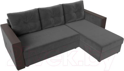 Диван угловой Лига Диванов Валенсия Лайт правый (велюр серый)