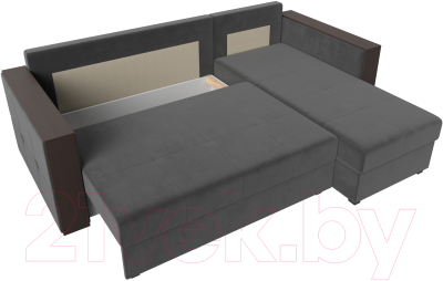 Диван угловой Лига Диванов Валенсия Лайт правый (велюр серый)