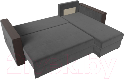 Диван угловой Лига Диванов Валенсия Лайт правый (велюр серый)