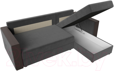 Диван угловой Лига Диванов Валенсия Лайт правый (велюр серый)