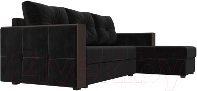 Диван угловой Лига Диванов Валенсия Лайт правый (велюр черный)