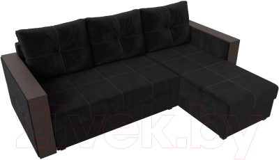 Диван угловой Лига Диванов Валенсия Лайт правый (велюр черный)
