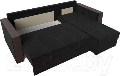 Диван угловой Лига Диванов Валенсия Лайт правый (велюр черный)
