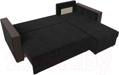 Диван угловой Лига Диванов Валенсия Лайт правый (велюр черный)