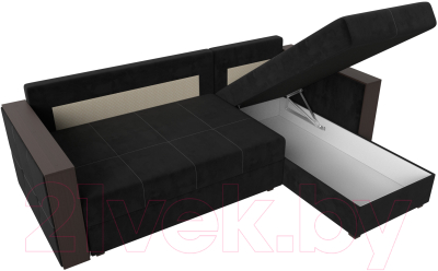 Диван угловой Лига Диванов Валенсия Лайт правый (велюр черный)