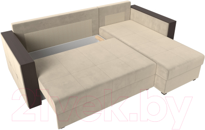 Диван угловой Лига Диванов Валенсия Лайт правый (микровельвет бежевый)