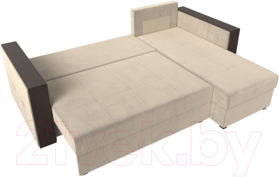 Диван угловой Лига Диванов Валенсия Лайт правый (микровельвет бежевый)