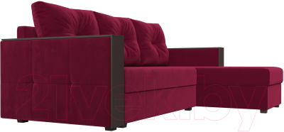 Диван угловой Лига Диванов Валенсия Лайт правый (микровельвет бордовый)