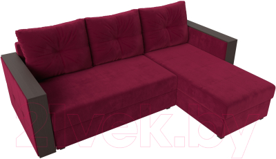 Диван угловой Лига Диванов Валенсия Лайт правый (микровельвет бордовый)