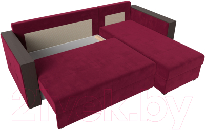 Диван угловой Лига Диванов Валенсия Лайт правый (микровельвет бордовый)