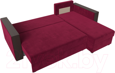Диван угловой Лига Диванов Валенсия Лайт правый (микровельвет бордовый)