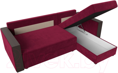 Диван угловой Лига Диванов Валенсия Лайт правый (микровельвет бордовый)