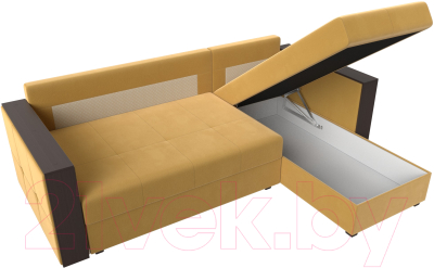 Диван угловой Лига Диванов Валенсия Лайт правый (микровельвет желтый)